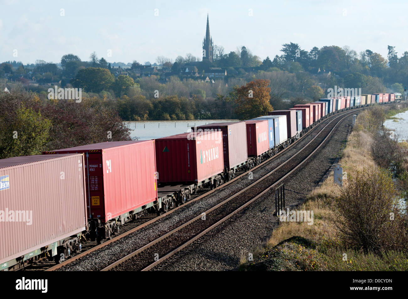 Freightliner train near King`s Sutton, Northamptonshire, UK Stock Photo